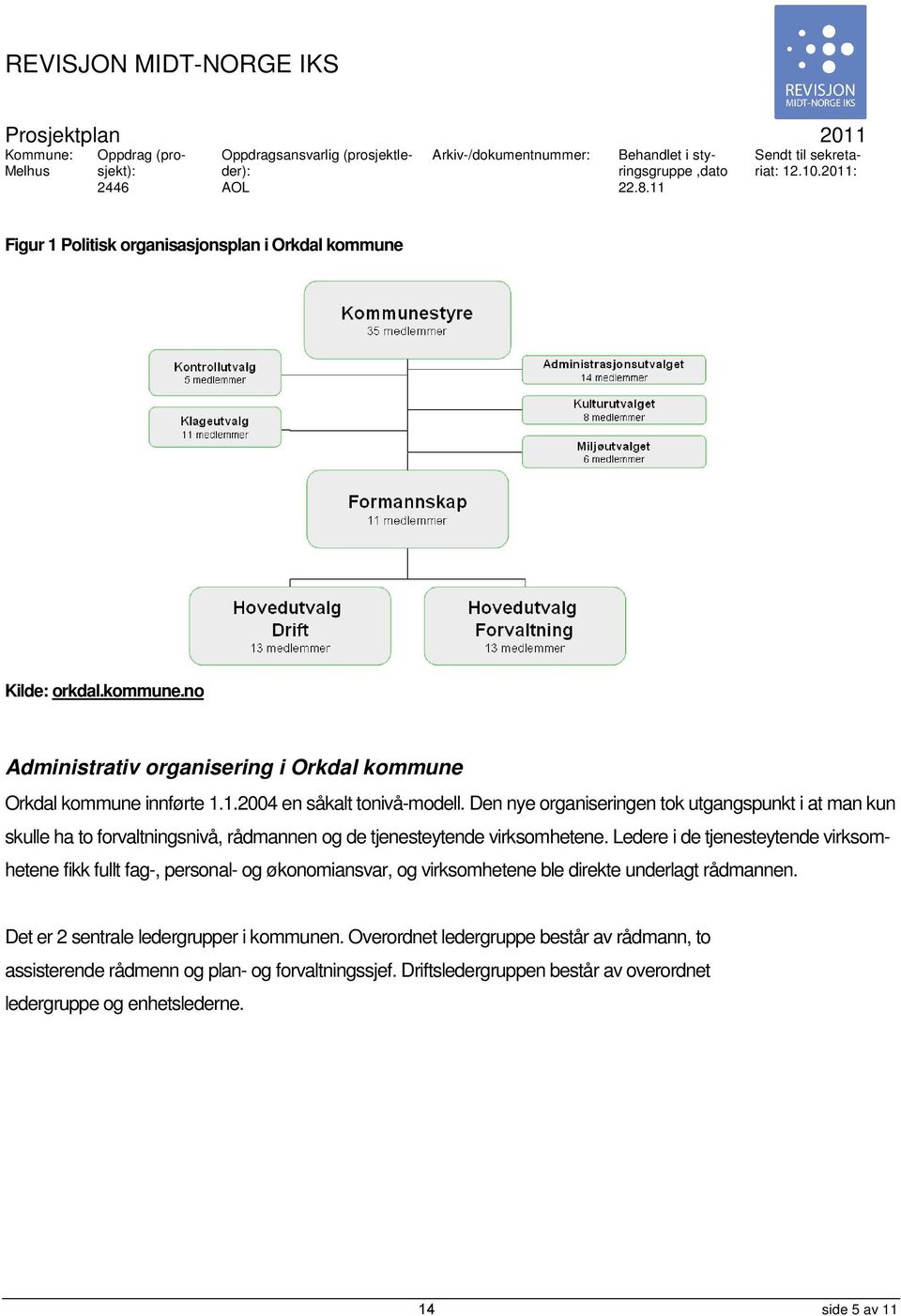 Den nye organiseringen tok utgangspunkt i at man kun skulle ha to forvaltningsnivå, rådmannen og de tjenesteytende virksomhetene.