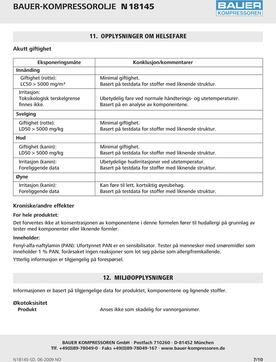 giftighet. Basert på testdata for stoffer med liknende struktur. Ubetydelig fare ved normale håndterings- og utetemperaturer. Basert på en analyse av komponentene. Minimal giftighet.