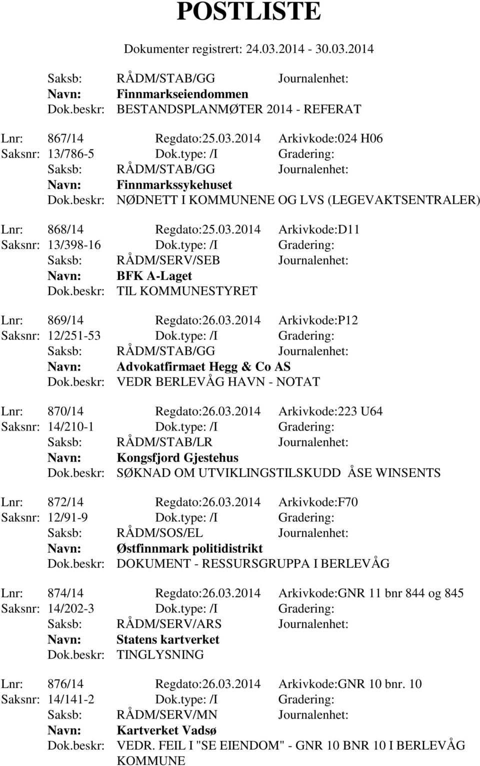 beskr: TIL KOMMUNESTYRET Lnr: 869/14 Regdato:26.03.2014 Arkivkode:P12 Saksnr: 12/251-53 Dok.type: /I Gradering: Navn: Advokatfirmaet Hegg & Co AS Dok.