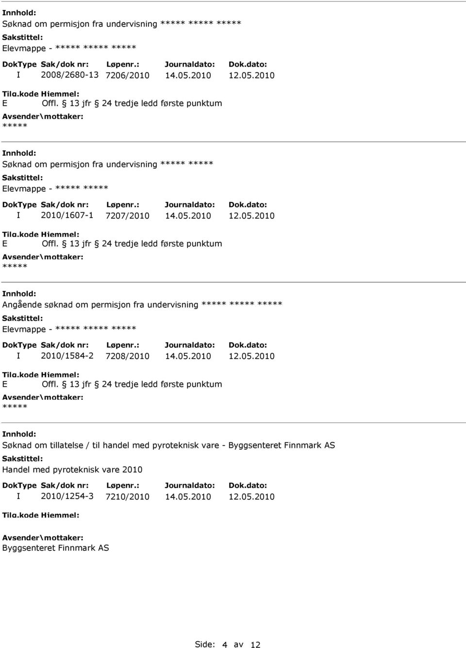 levmappe - 2010/1584-2 7208/2010 nnhold: Søknad om tillatelse / til handel med pyroteknisk vare -