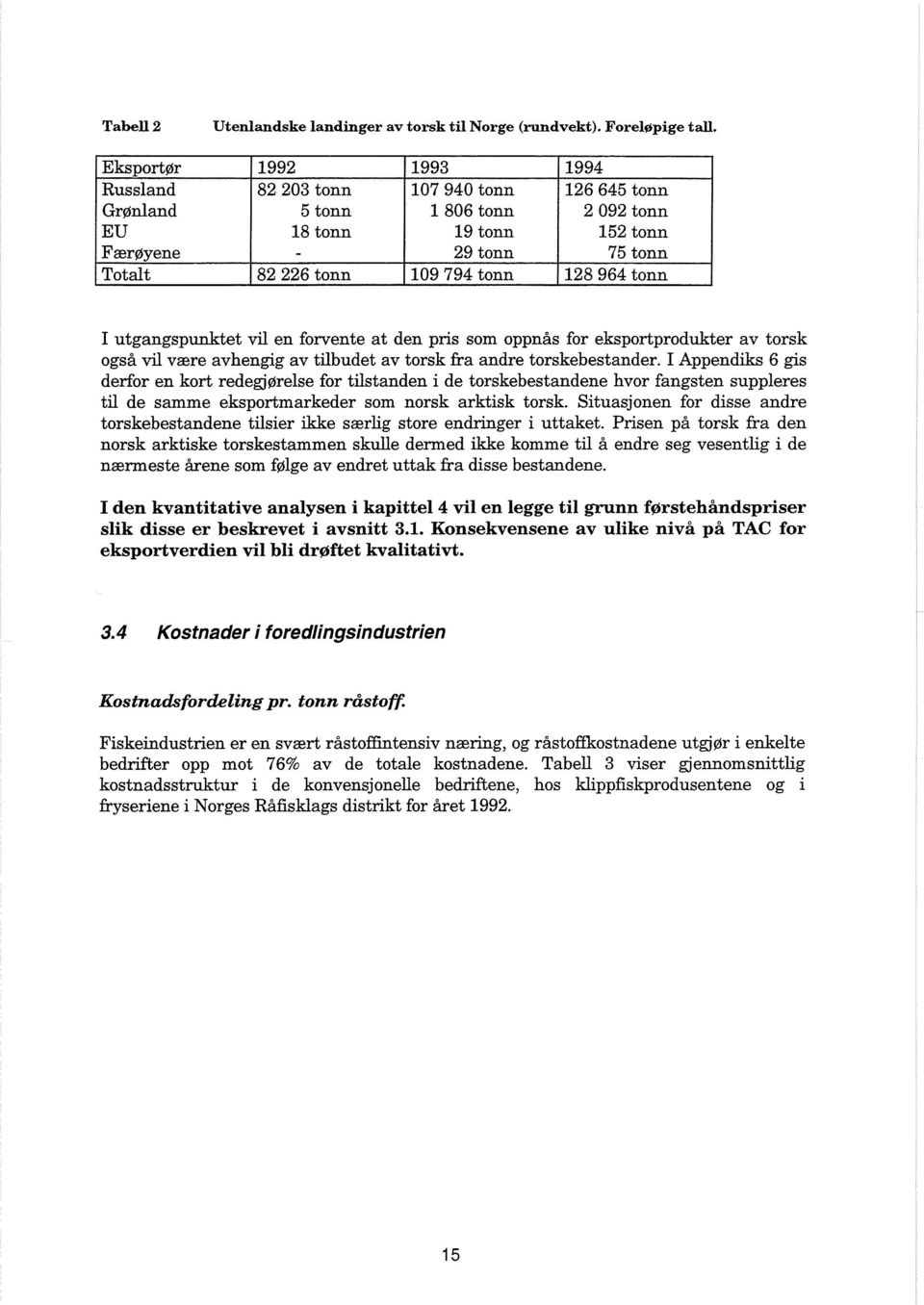 I Appendiks 6 gis derfor en kort redegjdrelse for tilstanden i de torskebestandene hvor fangsten suppleres til de samme eksportmarkeder som norsk arktisk torsk.