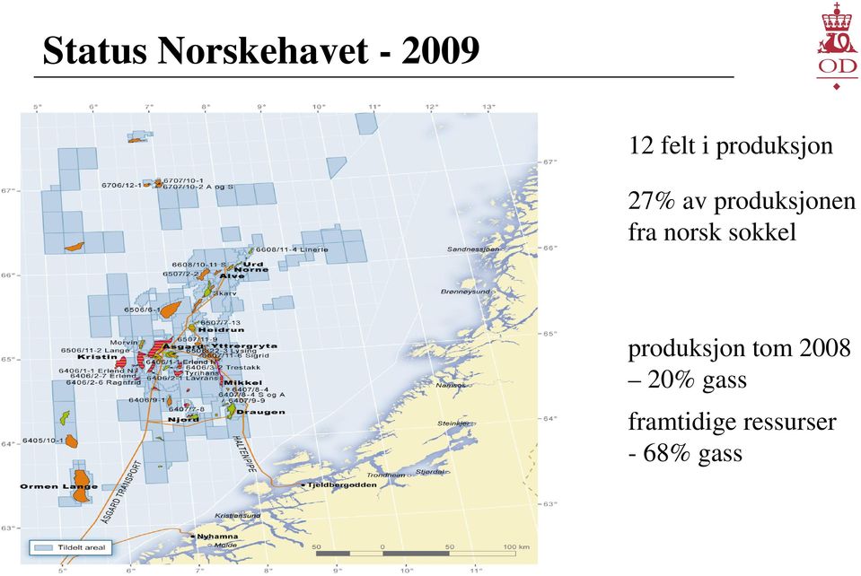 norsk sokkel produksjon tom 2008