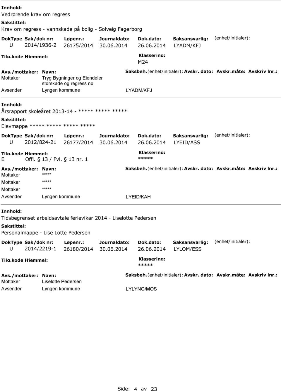 Elevmappe 2012/824-21 26177/2014 LYED/ASS E LYED/KAH Tidsbegrenset arbeidsavtale ferievikar 2014 -