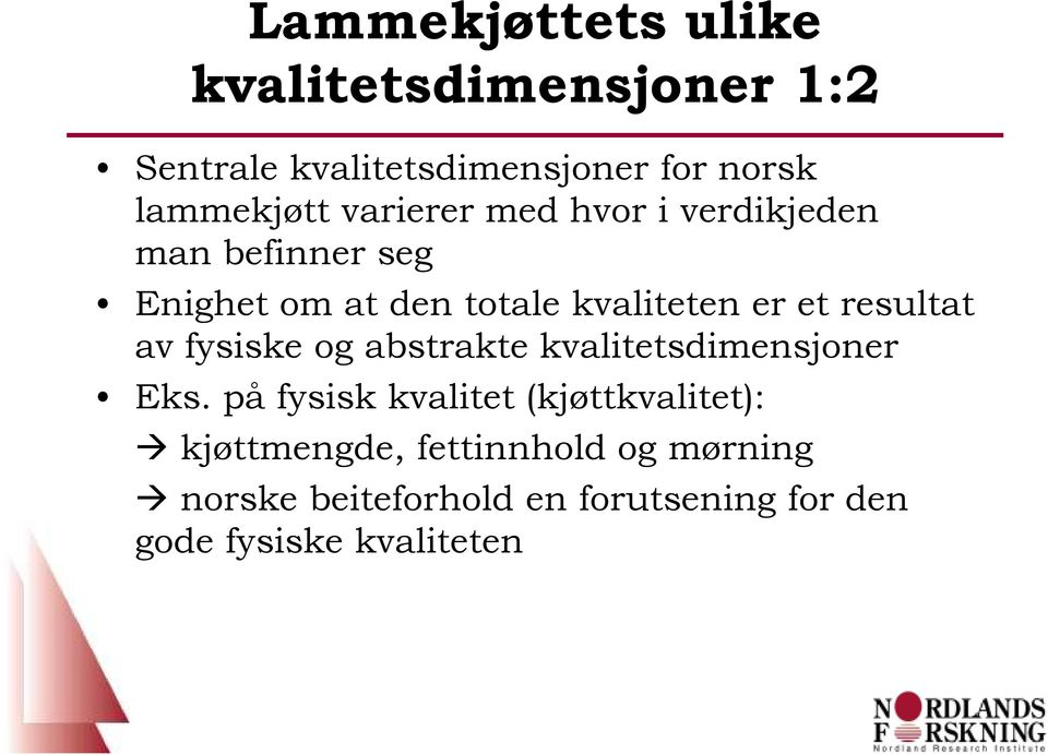 resultat av fysiske og abstrakte kvalitetsdimensjoner Eks.