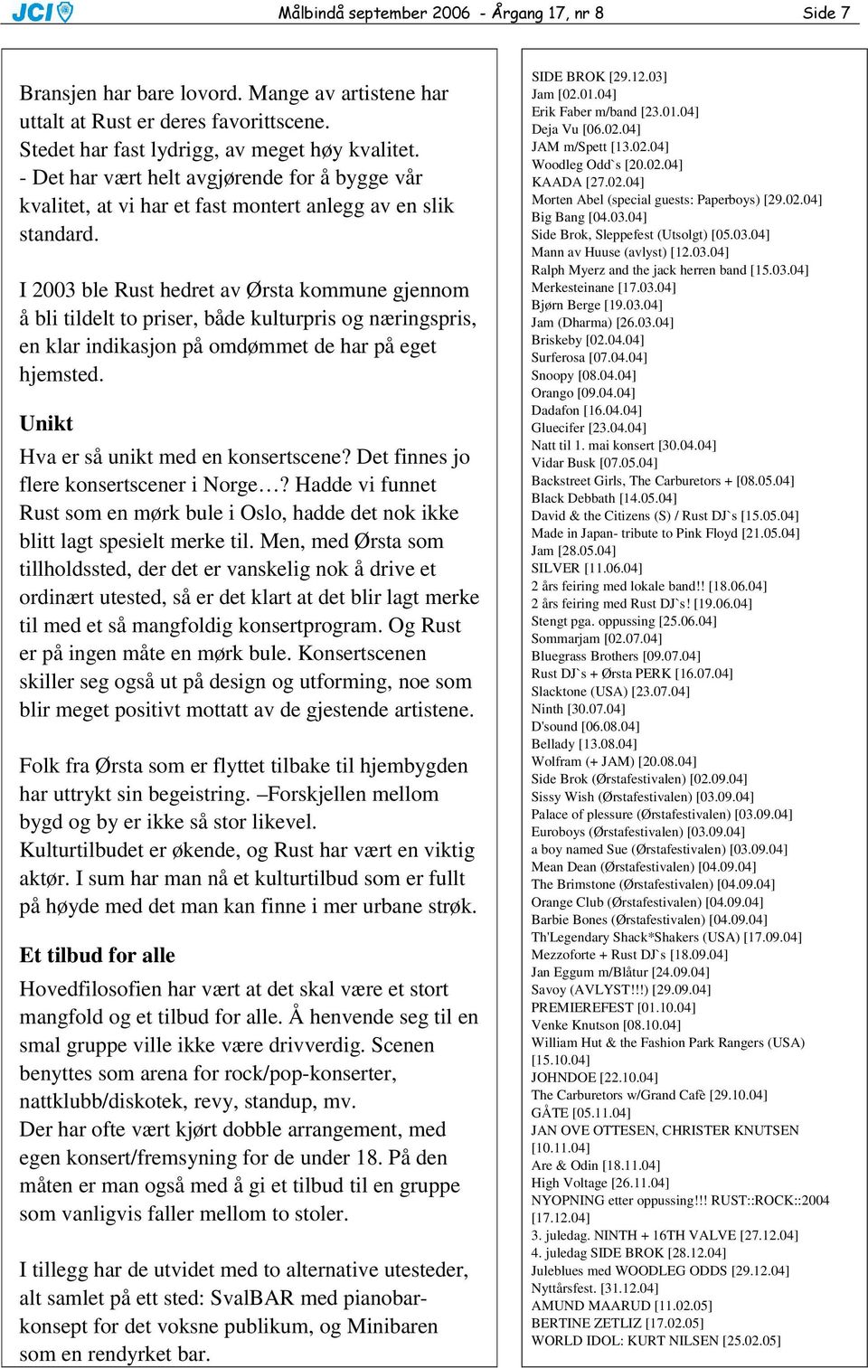 I 2003 ble Rust hedret av Ørsta kommune gjennom å bli tildelt to priser, både kulturpris og næringspris, en klar indikasjon på omdømmet de har på eget hjemsted.