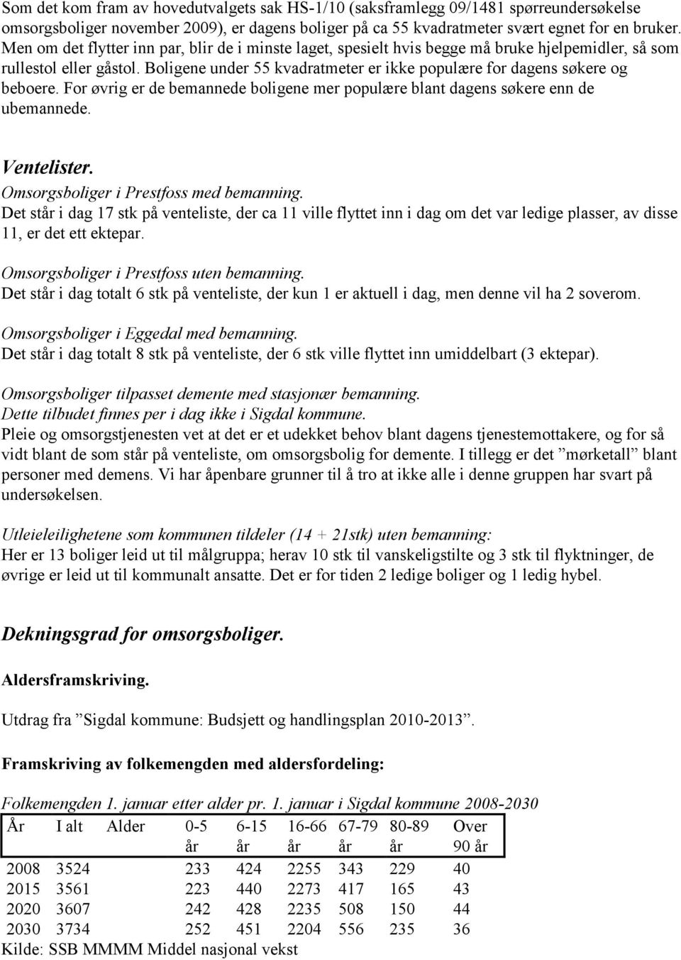 Boligene under 55 kvadratmeter er ikke populære for dagens søkere og beboere. For øvrig er de bemannede boligene mer populære blant dagens søkere enn de ubemannede. Ventelister.