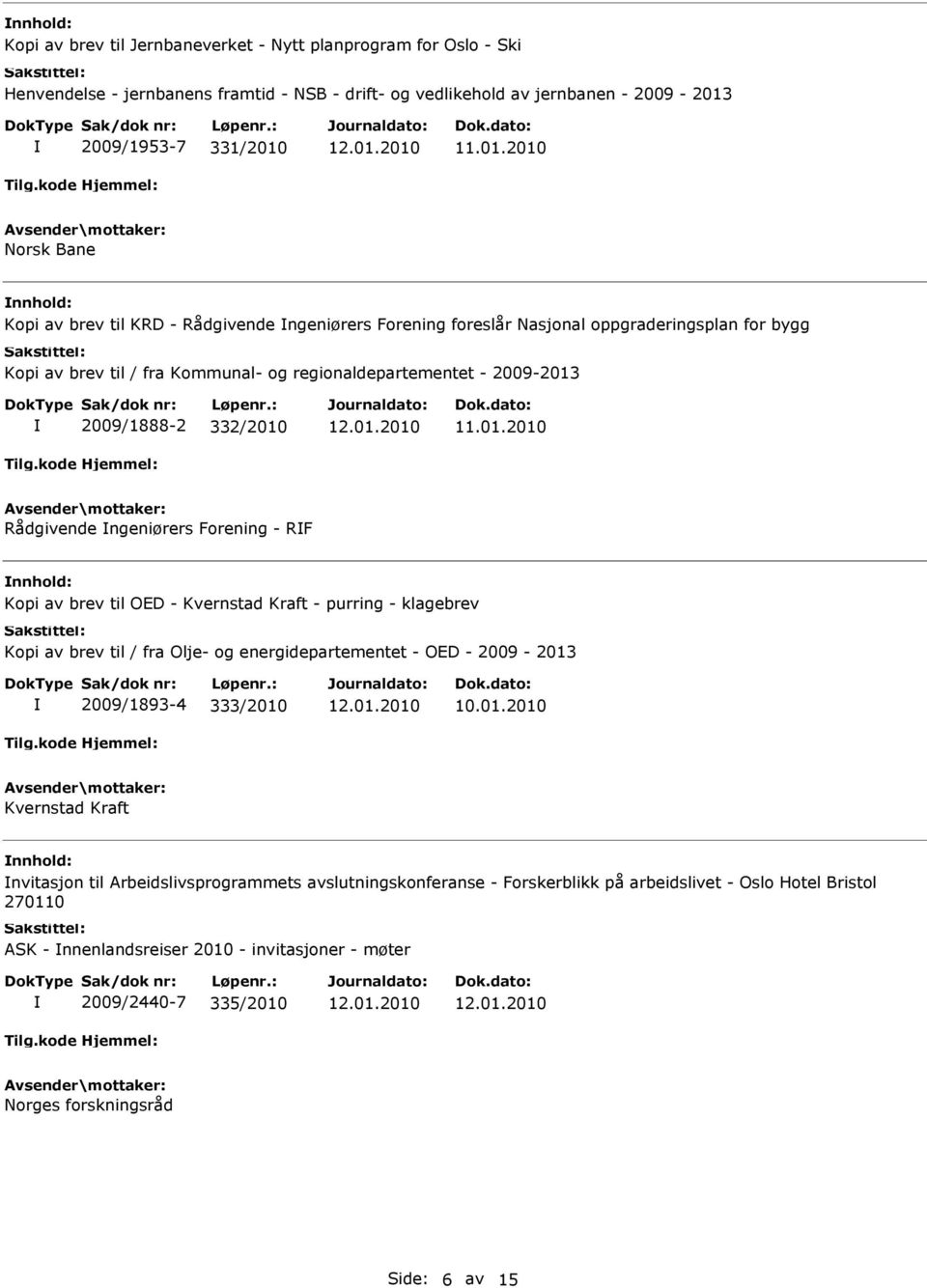 Rådgivende ngeniørers Forening - RF nnhold: Kopi av brev til OED - Kvernstad Kraft - purring - klagebrev Kopi av brev til / fra Olje- og energidepartementet - OED - 2009-2013 2009/1893-4 333/2010 10.