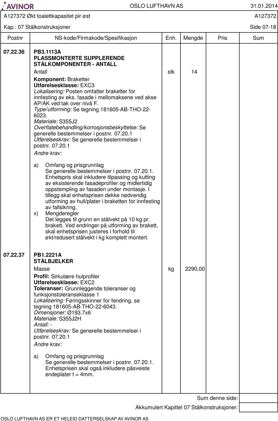 fasade i mellomaksene ved akse AP/AK ved tak over nivå F. Type/utforming: Se tegning 181605-AB-THO-22-6023.