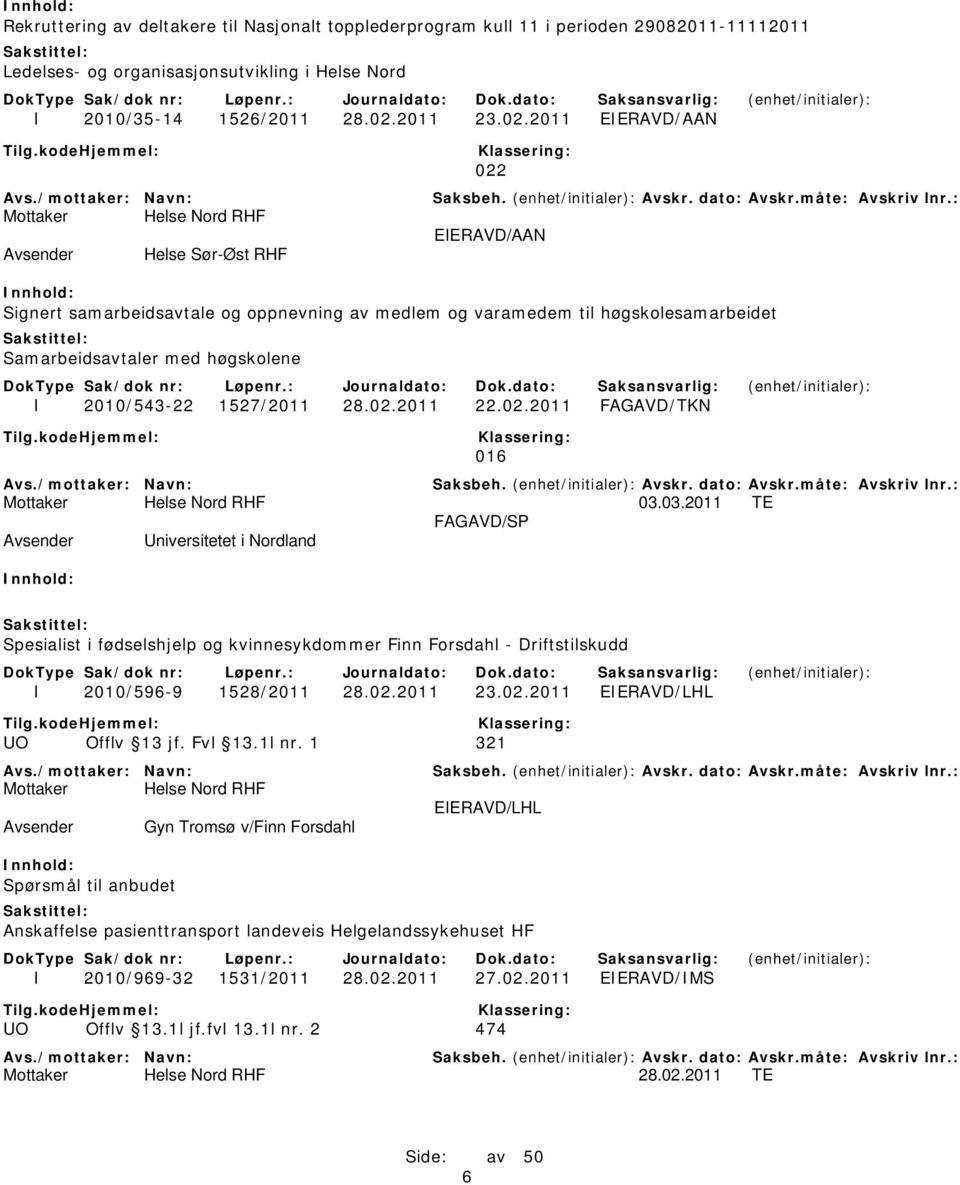 2011 EIERAVD/AAN 022 EIERAVD/AAN Helse Sør-Øst RHF Signert samarbeidsavtale og oppnevning av medlem og varamedem til høgskolesamarbeidet Samarbeidsavtaler med høgskolene I 2010/543-22 1527/2011 28.02.2011 22.