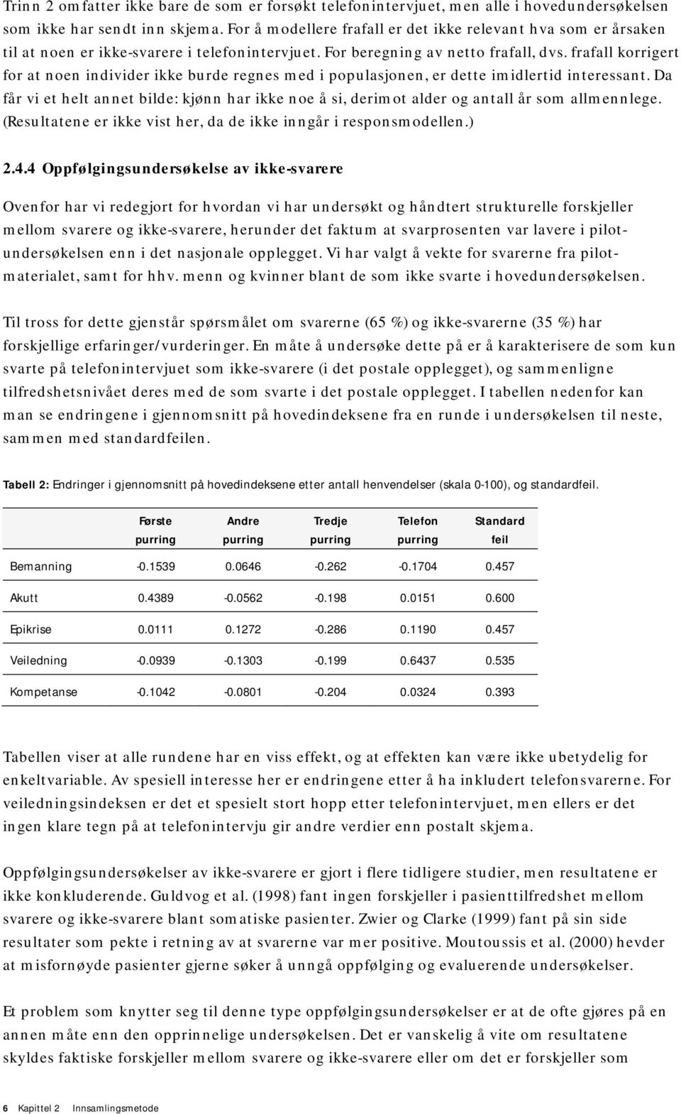 frafall korrigert for at noen individer ikke burde regnes med i populasjonen, er dette imidlertid interessant.