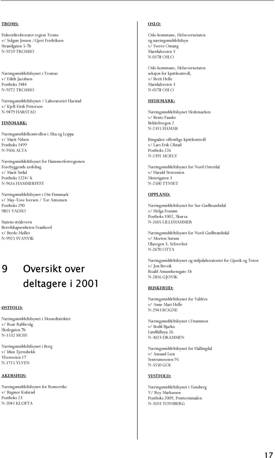 for Hammerfestregionen Forebyggende avdeling v/ Marit Sødal Postboks 1224/ k N-9616 HAMMERFEST Næringsmiddeltilsynet i Øst-Finnmark v/ May-Tove Iversen / Tor Antonsen Postboks 290 9811 VADSØ Statens