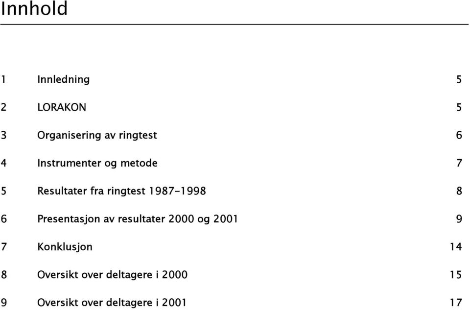 6 Presentasjon av resultater 2000 og 2001 9 7 Konklusjon 14 8