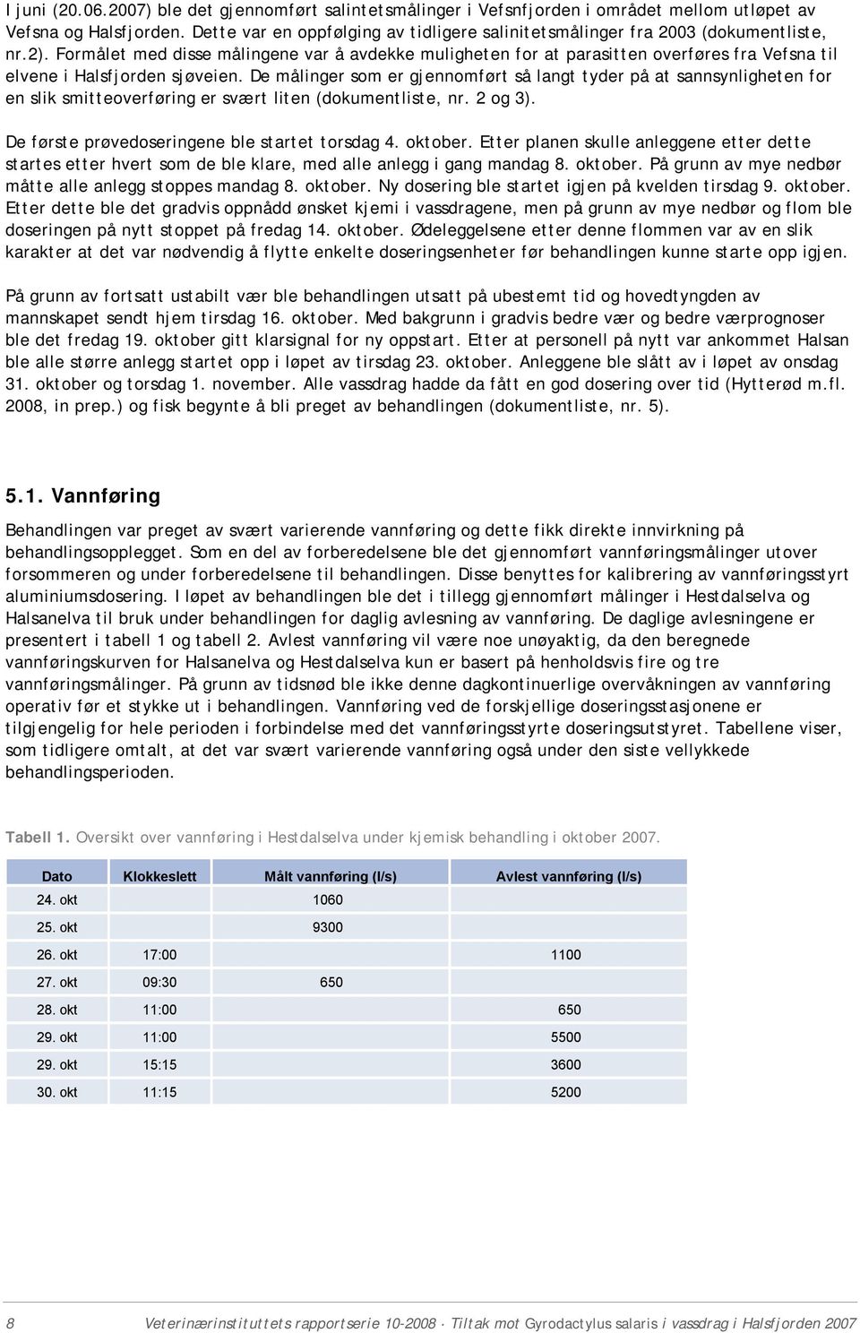 Formålet med disse målingene var å avdekke muligheten for at parasitten overføres fra Vefsna til elvene i Halsfjorden sjøveien.