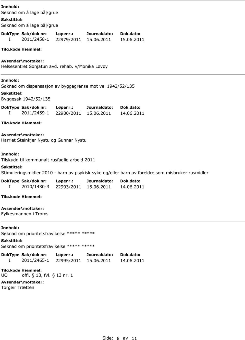 Gunnar Nystu Tilskudd til kommunalt rusfaglig arbeid 2011 Stimuleringsmidler 2010 - barn av psykisk syke og/eller barn av foreldre som misbruker