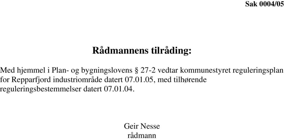 for Repparfjord industriområde datert 07.01.