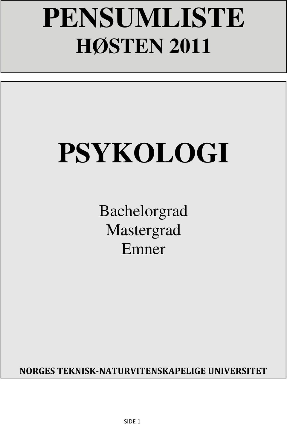 Mastergrad Emner NORGES