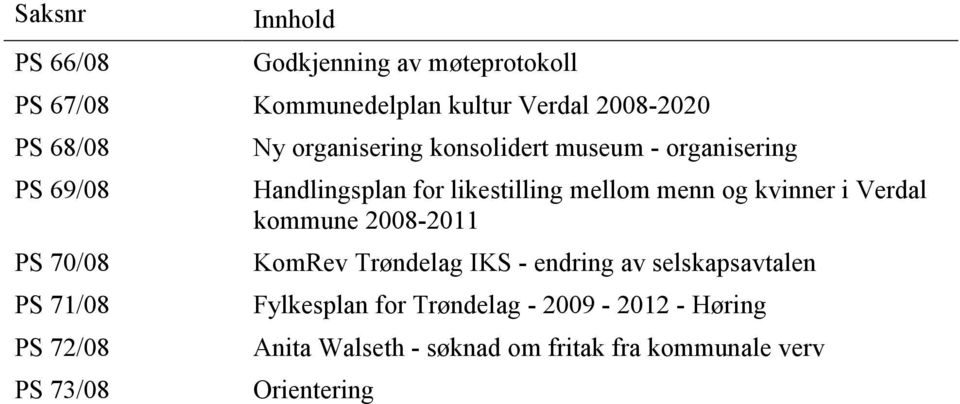 for likestilling mellom menn og kvinner i Verdal kommune 2008-2011 KomRev Trøndelag IKS - endring av