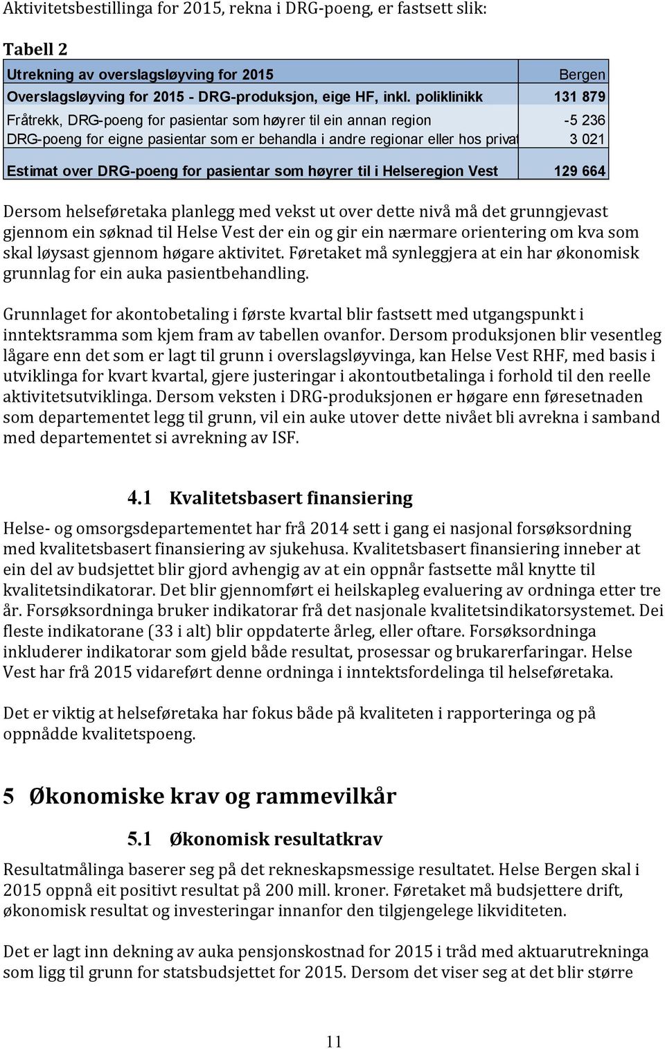 DRG-poeng for pasientar som høyrer til i Helseregion Vest 129 664 Dersom helseføretaka planlegg med vekst ut over dette nivå må det grunngjevast gjennom ein søknad til Helse Vest der ein og gir ein