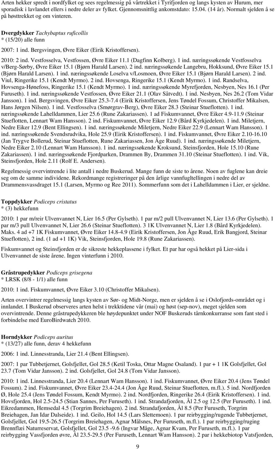 estfosselva, estfossen, Øvre Eiker 11.1 (Dagfinn Kolberg). 1 ind. næringssøkende estfosselva v/berg-sørby, Øvre Eiker 15.1 (Bjørn arald Larsen). 2 ind. næringssøkende Langebru, okksund, Øvre Eiker 15.