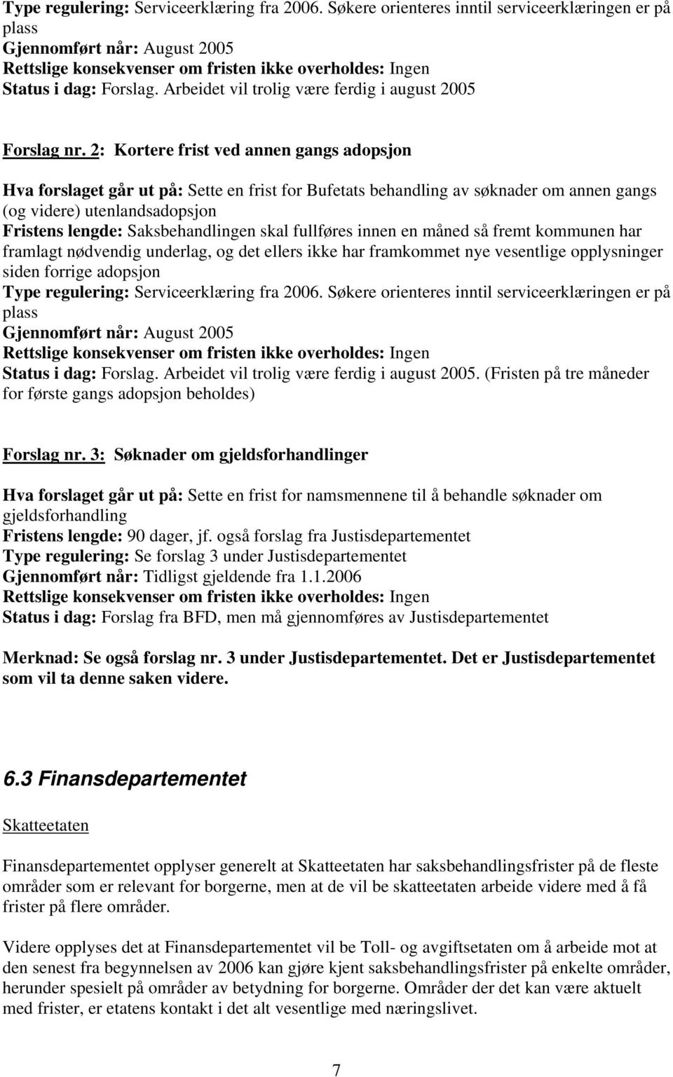 skal fullføres innen en måned så fremt kommunen har framlagt nødvendig underlag, og det ellers ikke har framkommet nye vesentlige opplysninger siden forrige adopsjon Type regulering: Serviceerklæring