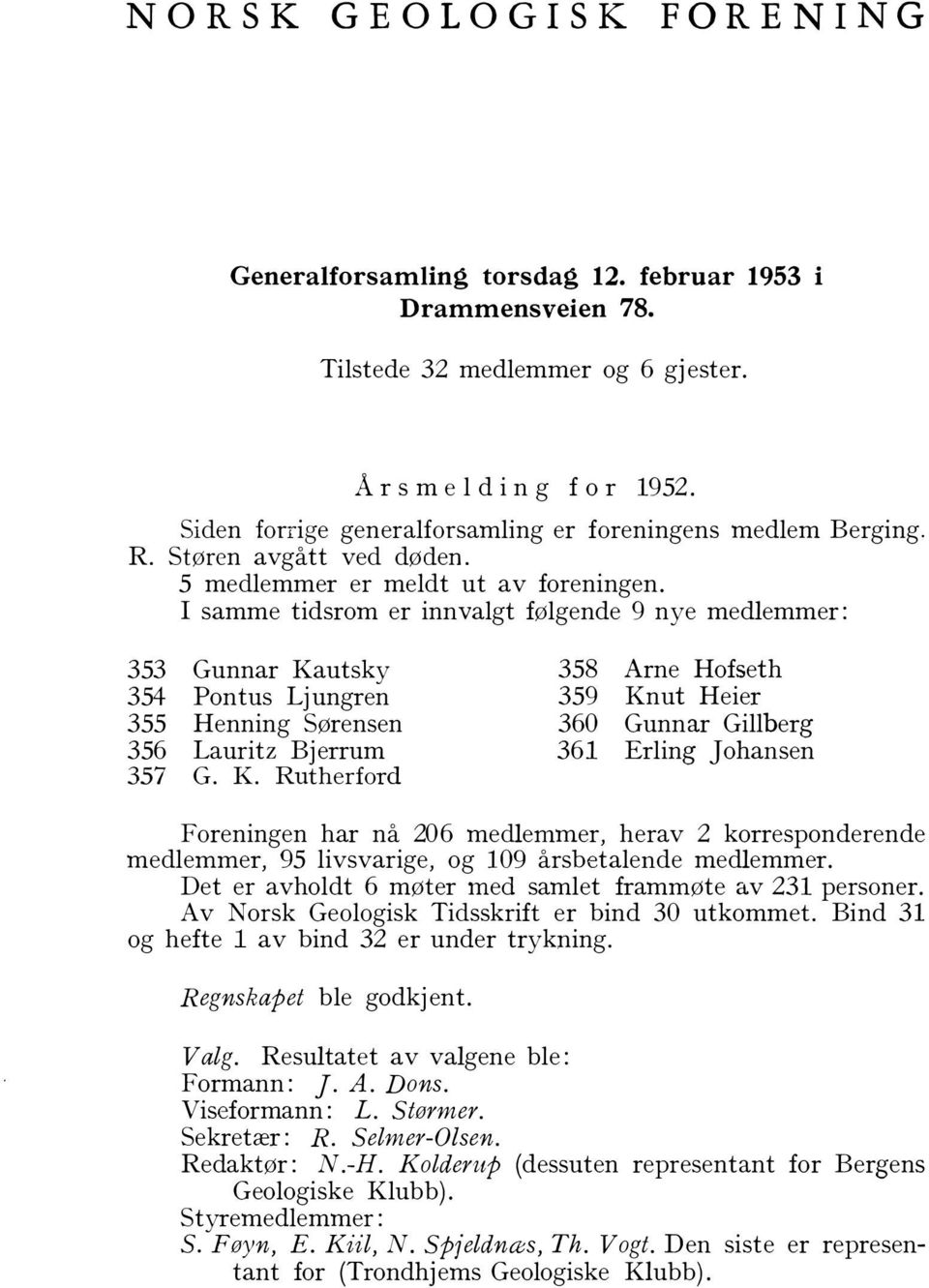 I samme tidsrom er innvalgt følgende 9 nye medlemmer: 353 Gunnar Ka