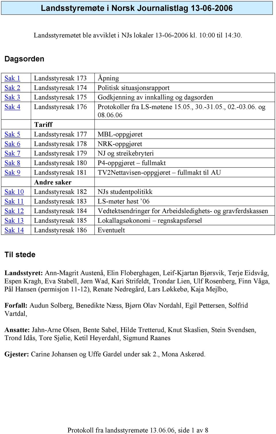 LS-møtene 15.05., 30.-31.05., 02.-03.06.