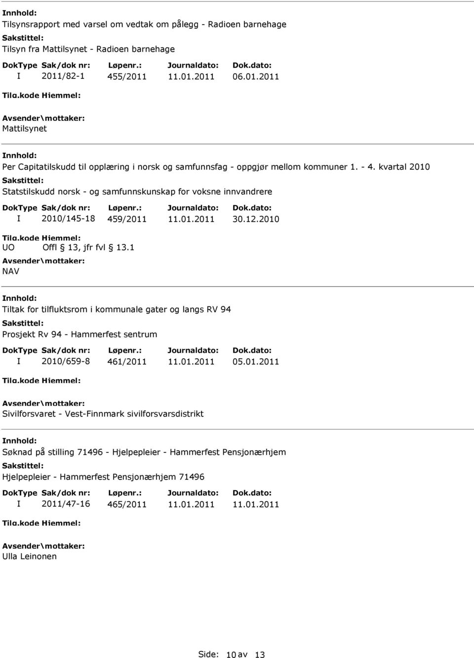 kvartal 2010 Statstilskudd norsk - og samfunnskunskap for voksne innvandrere UO 2010/145-18 459/2011 Offl 13, jfr fvl 13.1 NAV 30.12.