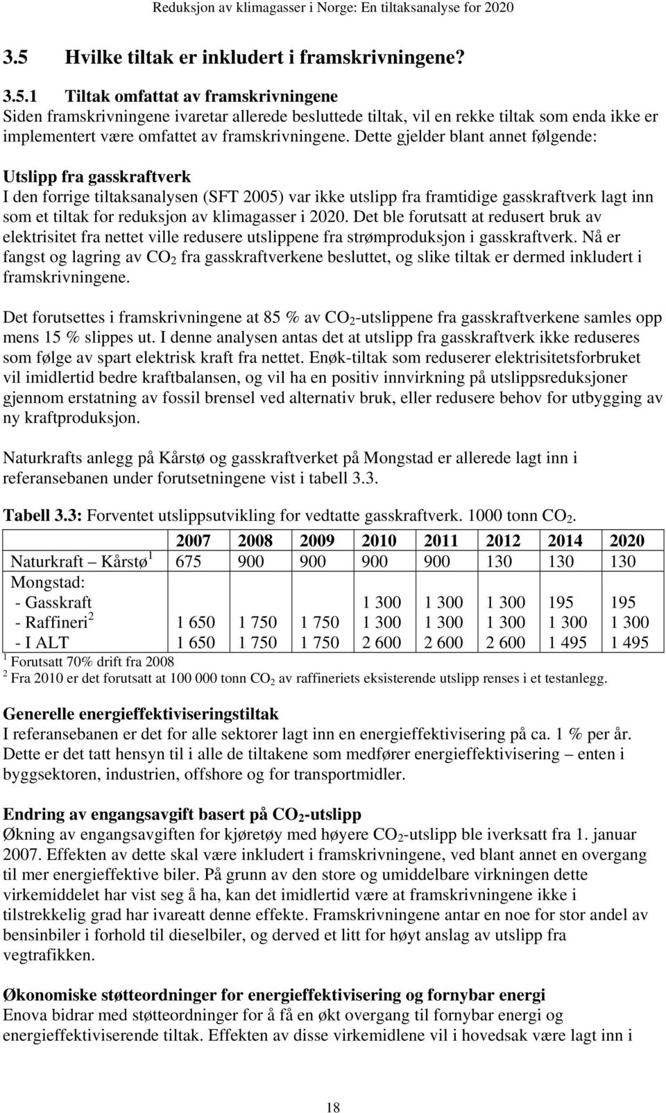 klimagasser i 2020. Det ble forutsatt at redusert bruk av elektrisitet fra nettet ville redusere utslippene fra strømproduksjon i gasskraftverk.