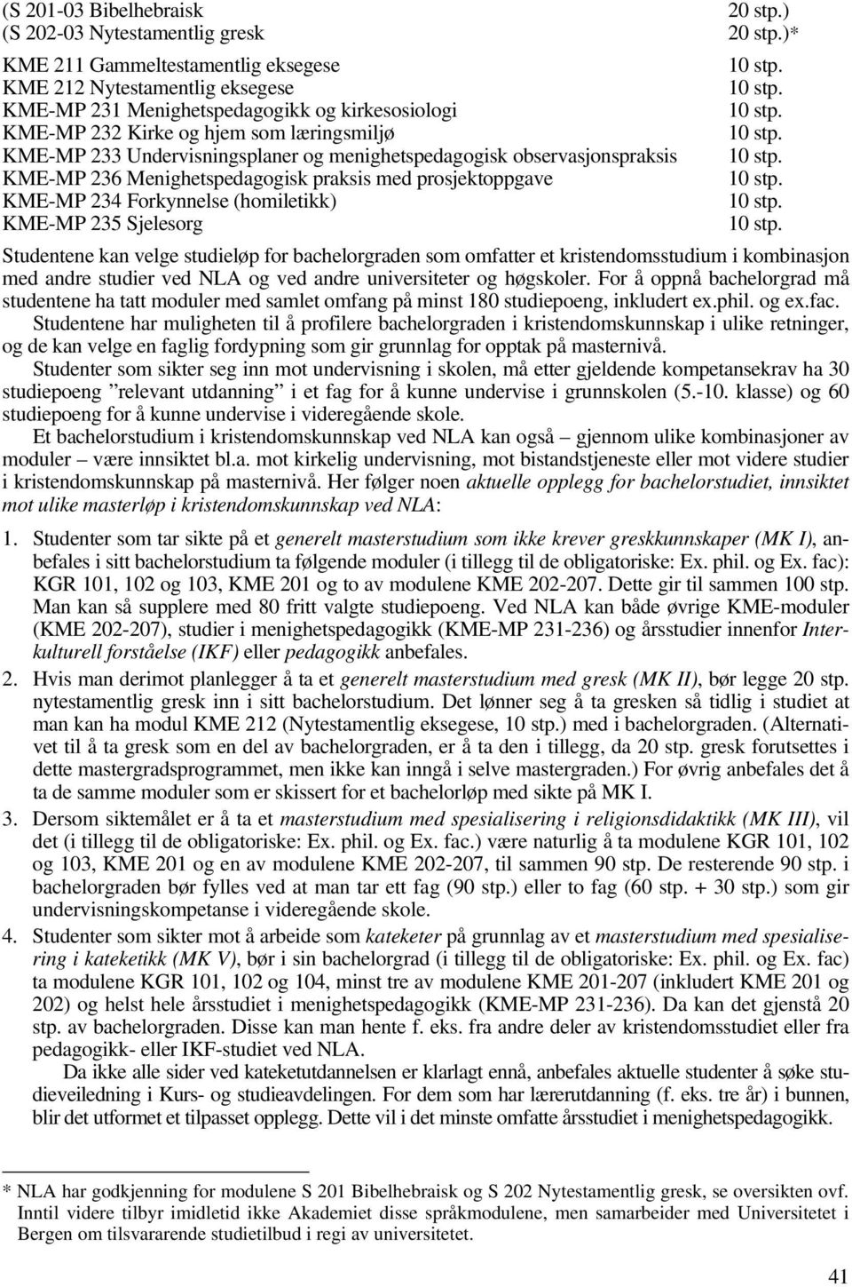 KME-MP 236 Menighetspedagogisk praksis med prosjektoppgave 10 stp. KME-MP 234 Forkynnelse (homiletikk) 10 stp. KME-MP 235 Sjelesorg 10 stp.