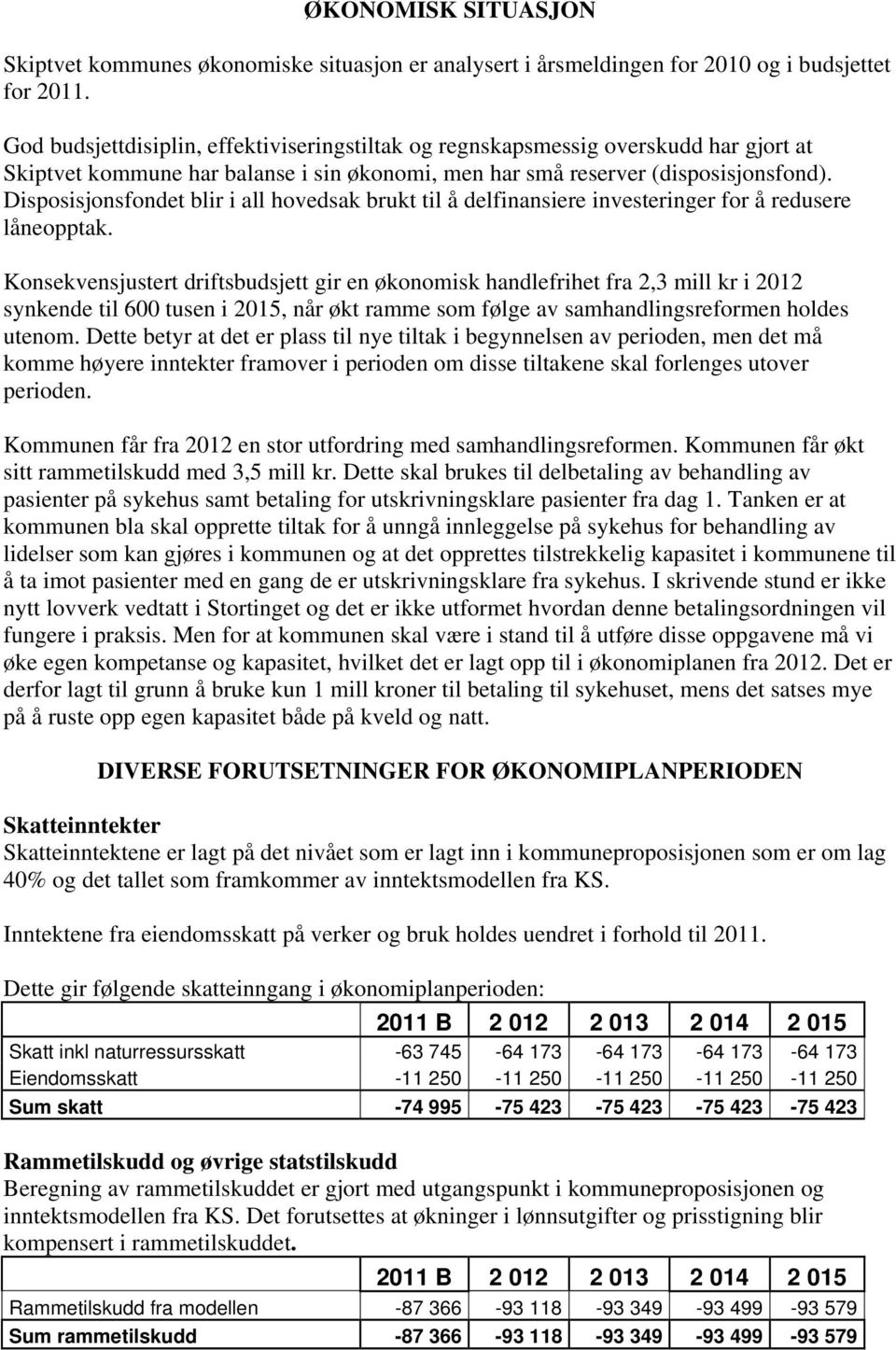 Disposisjonsfondet blir i all hovedsak brukt til å delfinansiere investeringer for å redusere låneopptak.