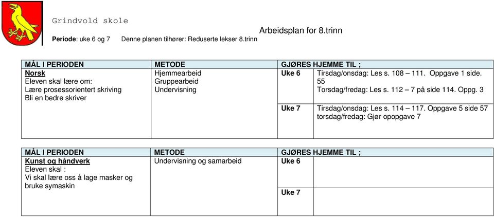 112 7 på side 114. Oppg. 3 Tirsdag/onsdag: Les s. 114 117.