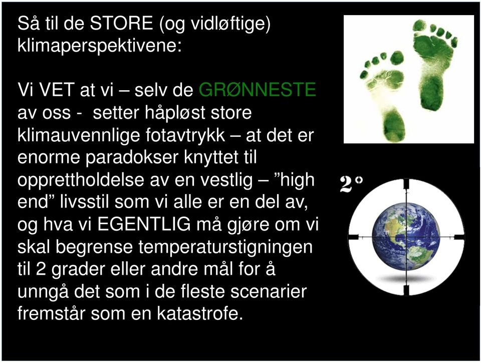 vestlig high end livsstil som vi alle er en del av, og hva vi EGENTLIG må gjøre om vi skal begrense