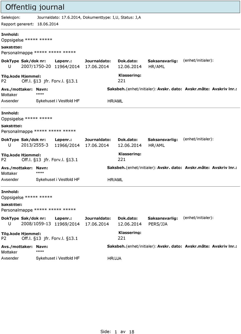 2014 nnhold: Oppsigelse ***** ***** 2007/1750-20 11964/2014 nnhold: