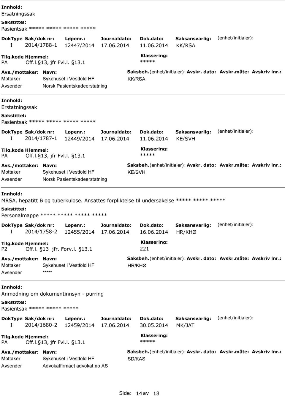 hepatitt B og tuberkulose. Ansattes forpliktelse til undersøkelse ***** ***** ***** ***** 2014/1758-2 12455/2014 16.06.