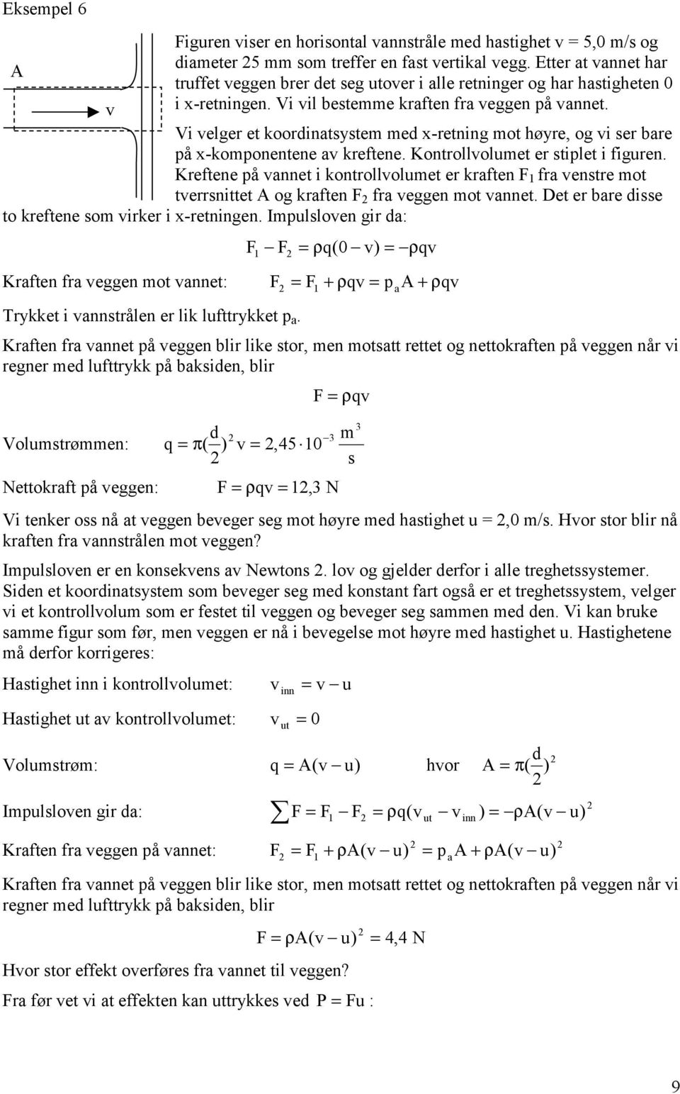 Kreftene å annet i kontrolloluet er kraften fra entre ot terrnittet A og kraften fra eggen ot annet. Det er bare ie to kreftene o irker i x-retningen.