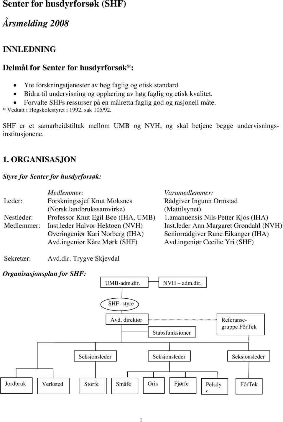 SHF er et samarbeidstiltak mellom UMB og NVH, og skal betjene begge undervisningsinstitusjonene. 1.