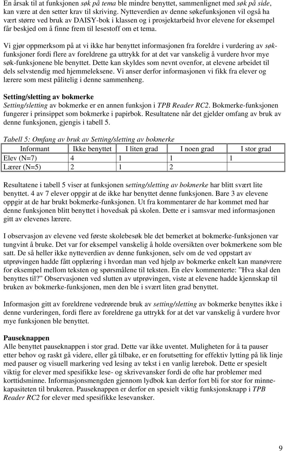 Vi gjør oppmerksom på at vi ikke har benyttet informasjonen fra foreldre i vurdering av søkfunksjoner fordi flere av foreldrene ga uttrykk for at det var vanskelig å vurdere hvor mye søk-funksjonene