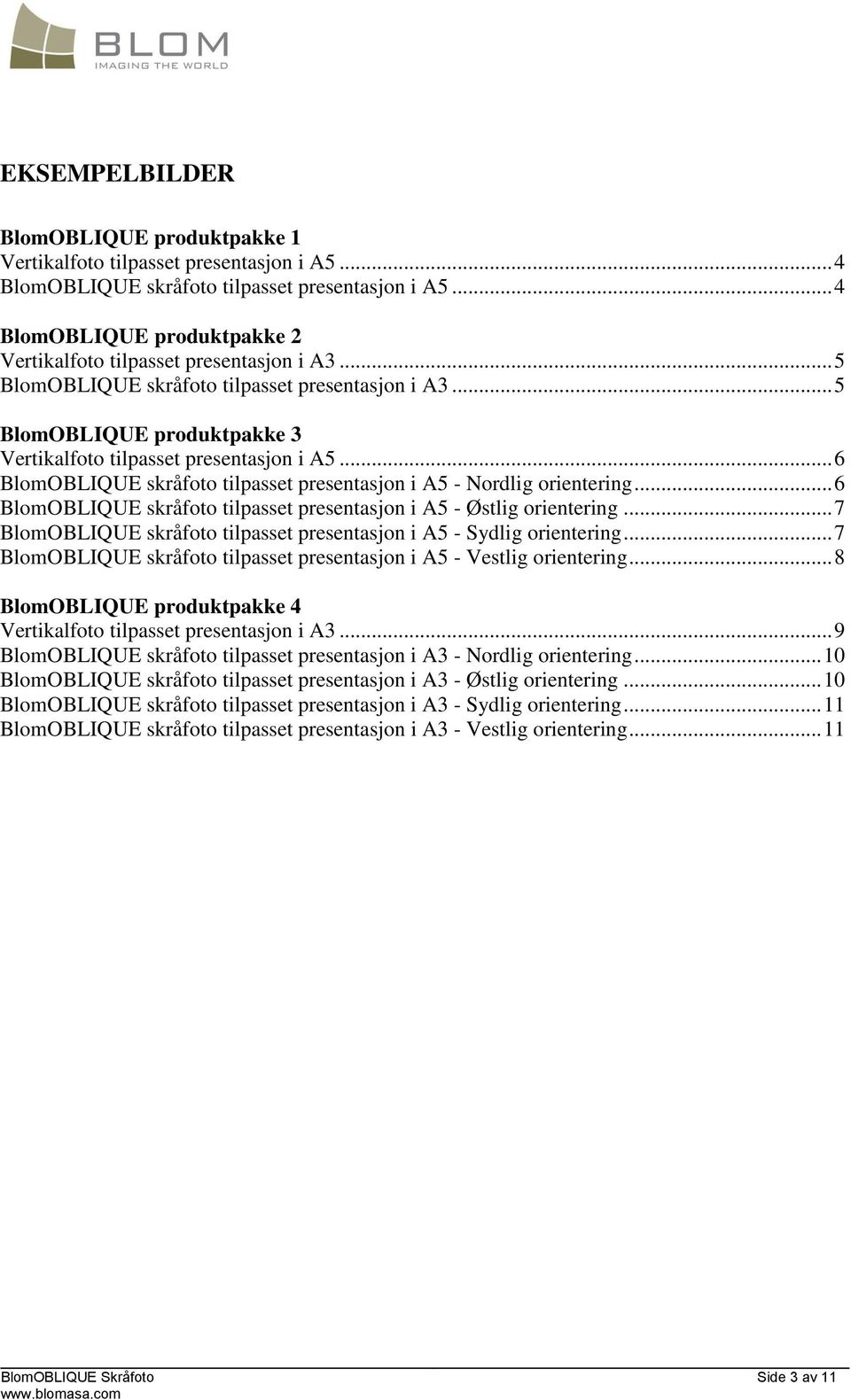 .. 6 BlomOBLIQUE skråfoto tilpasset presentasjon i A5 - Nordlig orientering... 6 BlomOBLIQUE skråfoto tilpasset presentasjon i A5 - Østlig orientering.