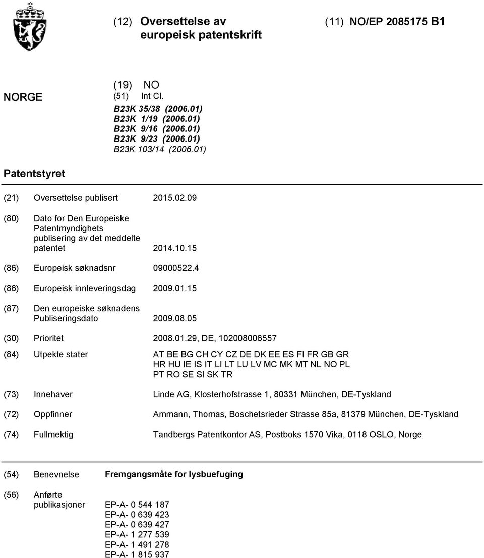 4 (86) Europeisk innleveringsdag 09.01.