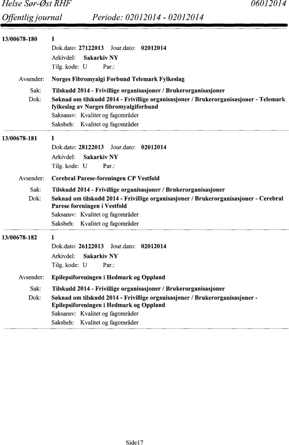 fibromyalgiforbund 13/00678-181 I Dok.dato: 28122013 Jour.