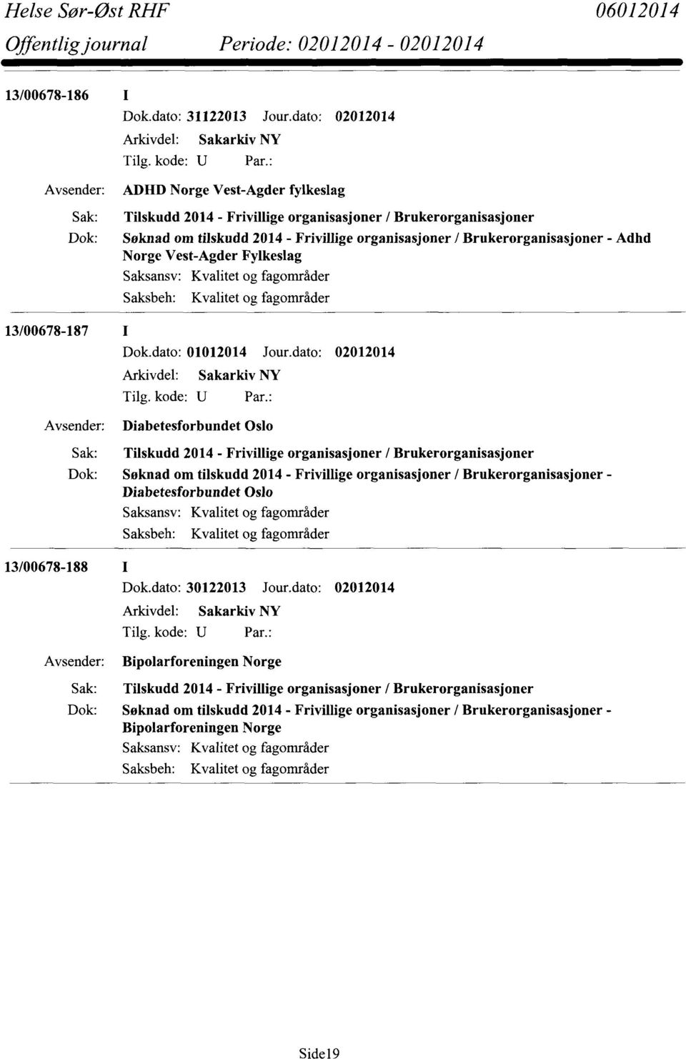 Vest-Agder Fylkeslag 13/00678-187 I Dok.dato: 01012014 Jour.