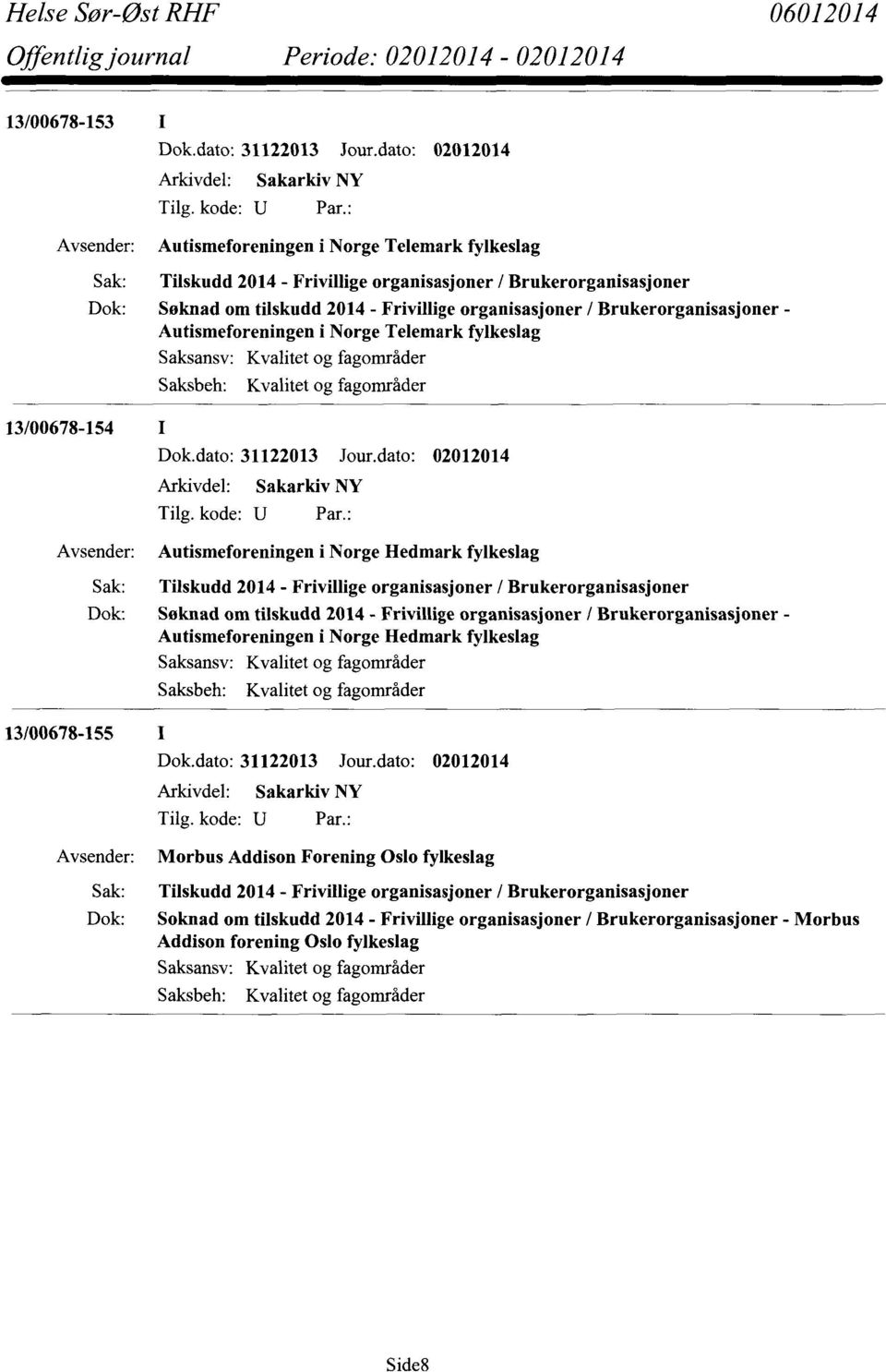 Kvalitetog fagområder Kvalitetog fagområder Dok.dato:31122013 Jour.dato: 02012014 Tilg.kode: U Par.