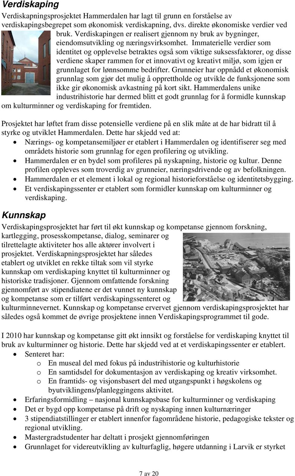 Immaterielle verdier som identitet og opplevelse betraktes også som viktige suksessfaktorer, og disse verdiene skaper rammen for et innovativt og kreativt miljø, som igjen er grunnlaget for lønnsomme