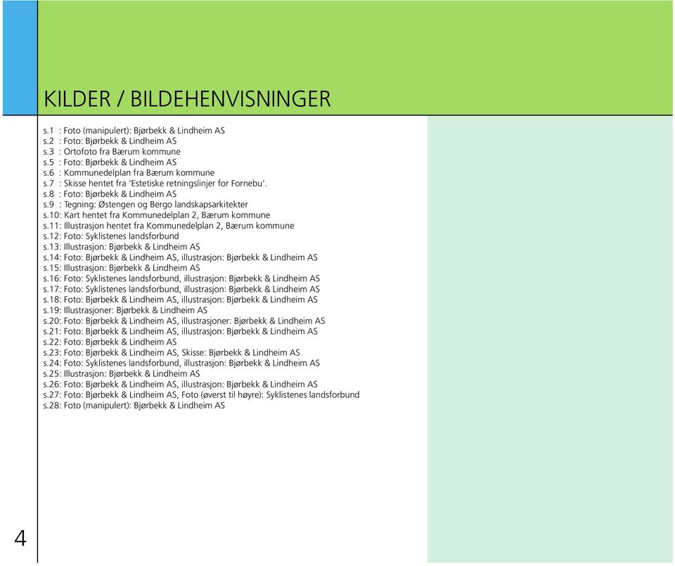 10: Kart hentet fra Kommunedelplan 2, Bærum kommune s.11: Illustrasjon hentet fra Kommunedelplan 2, Bærum kommune s.12: Foto: Syklistenes landsforbund s.13: Illustrasjon: Bjørbekk & Lindheim AS s.