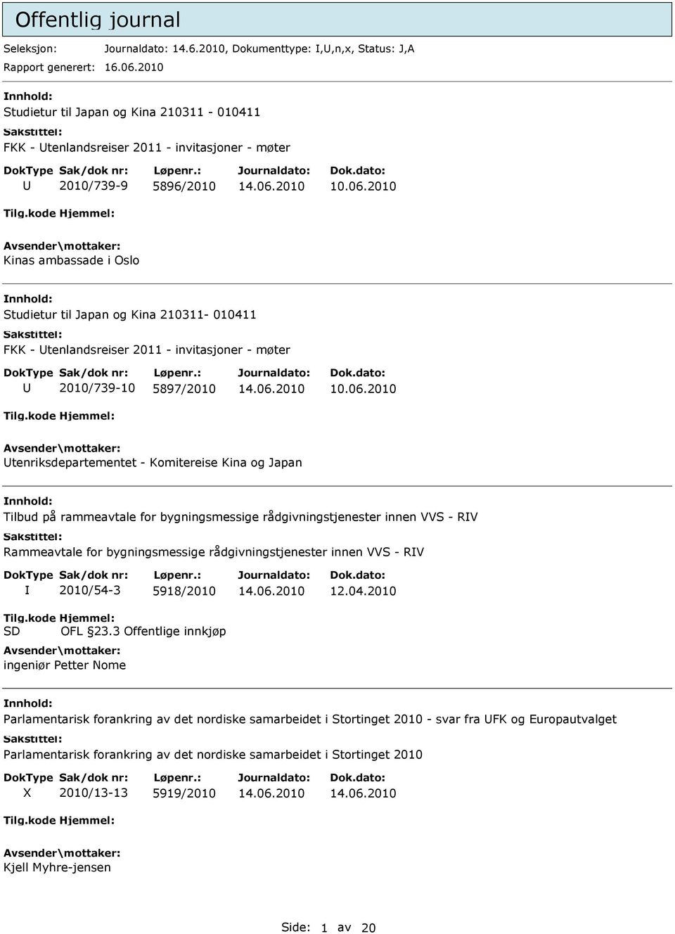 2010 Kinas ambassade i Oslo Studietur til Japan og Kina 210311-010411 FKK - tenlandsreiser 2011 - invitasjoner - møter 2010/739-10 5897/2010 10.06.