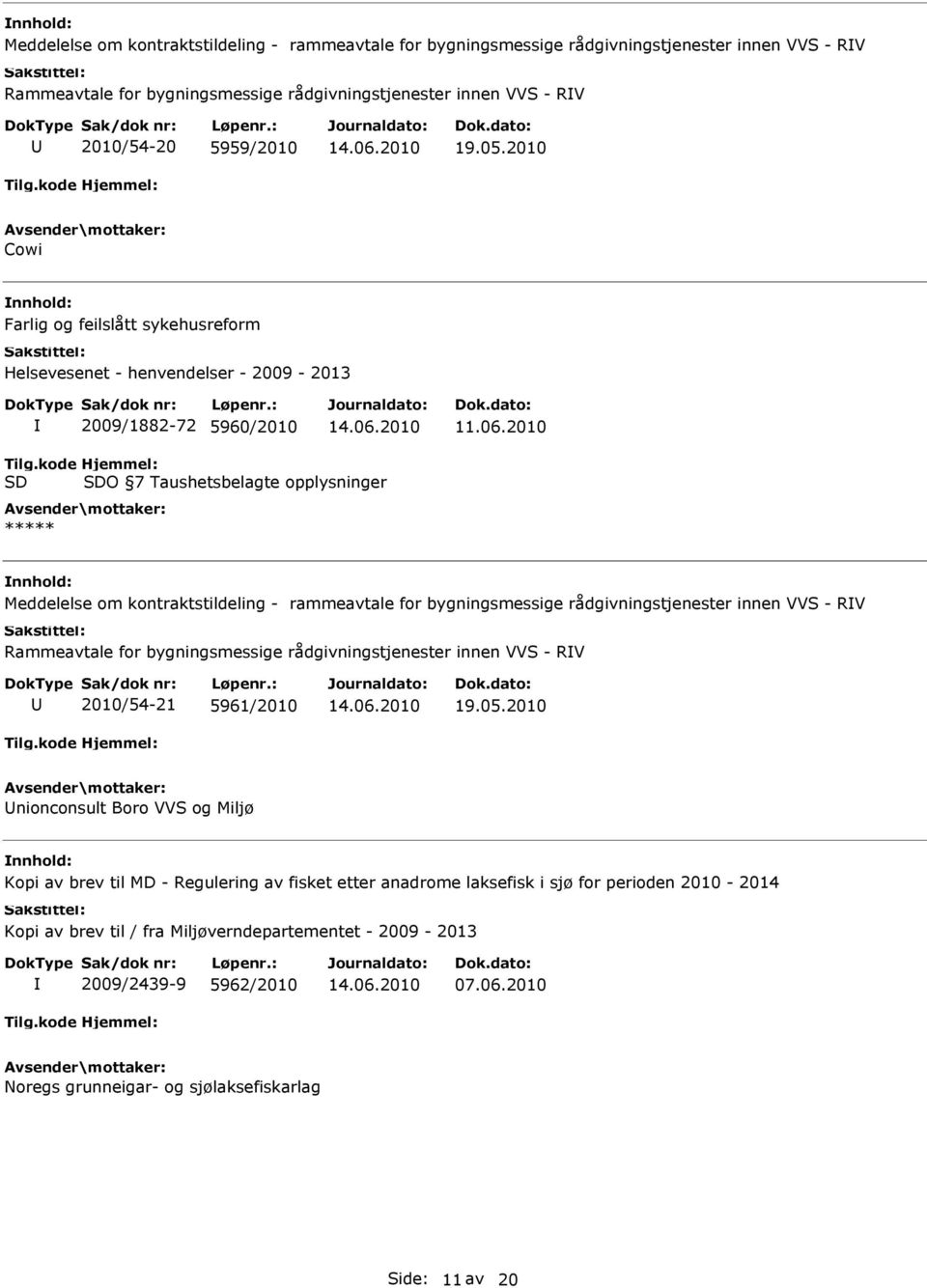 bygningsmessige rådgivningstjenester innen VVS - RV Rammeavtale for bygningsmessige rådgivningstjenester innen VVS - RV 2010/54-21 5961/2010 19.05.
