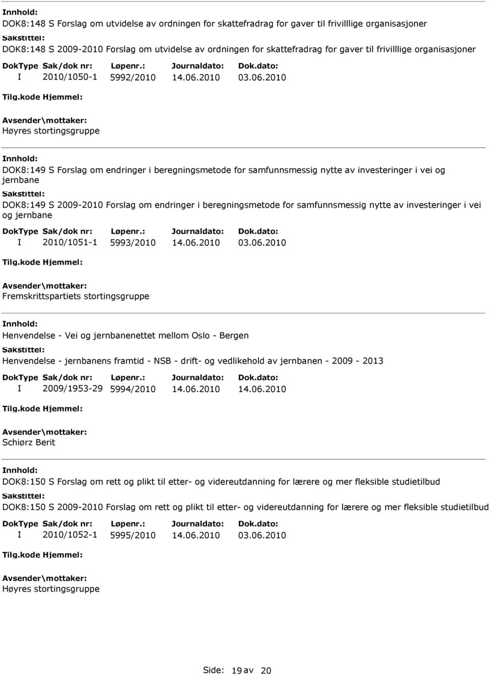 2010 Høyres stortingsgruppe DOK8:149 S Forslag om endringer i beregningsmetode for samfunnsmessig nytte av investeringer i vei og jernbane DOK8:149 S 2009-2010 Forslag om endringer i beregningsmetode