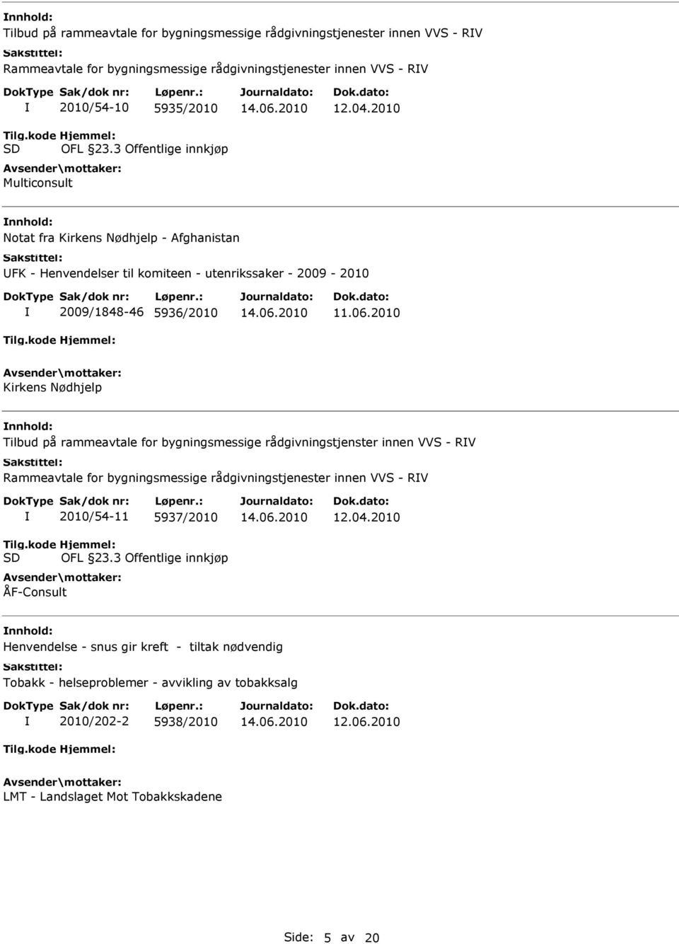 2010 Notat fra Kirkens Nødhjelp - Afghanistan FK - Henvendelser til komiteen - utenrikssaker - 2009-2010 2009/1848-46 5936/2010 Kirkens Nødhjelp Tilbud på rammeavtale for bygningsmessige