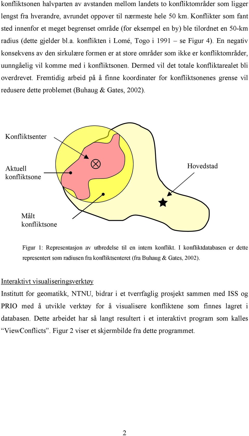 n negativ konsekvens av den sirkulære formen er at store områder som ikke er konfliktområder, uunngåelig vil komme med i konfliktsonen. Dermed vil det totale konfliktarealet bli overdrevet.