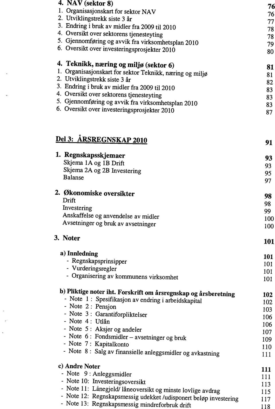 Oversikt over investeringsprosjekter 2010 80 - Note - Note - Note - Note - Note - Note - Note - Note - Note - Note - Note - Note - Note 11: Lånegjeld!